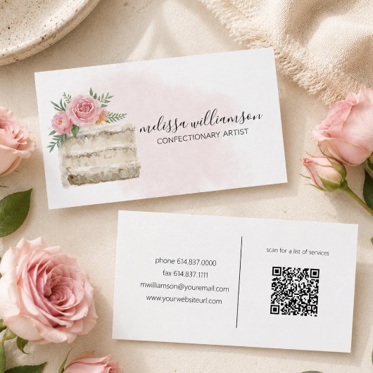 Minimalistische Hochzeitstorte mit QR-Code  Visitenkarte