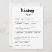 Minimalistische Hochzeitstrivia-Spielkarte Einladung (Vorderseite)