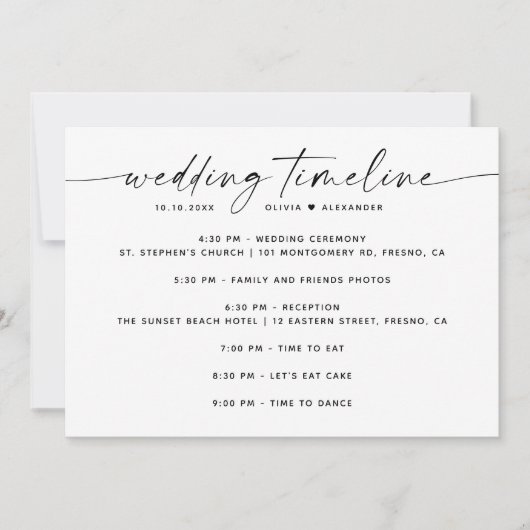 Minimalistische Hochzeitstunde | Skriptsprache Einladung (Vorderseite)