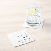 Minimalistische Hochzeitstypografie Rechteckiger Pappuntersetzer (Vor Ort)