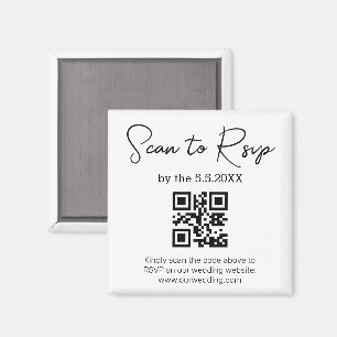Minimalistische Hochzeitswebsite RSVP QR-Code Magnet