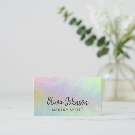 Minimalistische Holographic Opal Stone Business Ca Visitenkarte (Stehend Vorderseite)