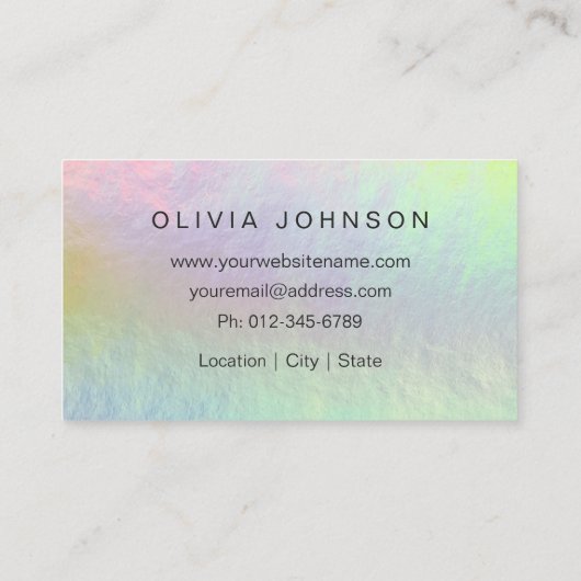 Minimalistische Holographic Opal Stone Business Ca Visitenkarte (Rückseite)