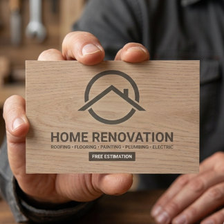 Minimalistische Holzmaserung-Hausrenovierung & Bau Visitenkarte