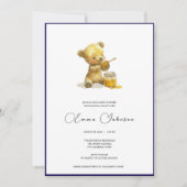 Minimalistische Honey Bear Baby Dusche Einladung (Vorderseite)