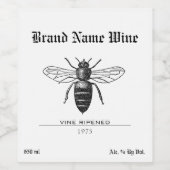 Minimalistische Honigbiene Sweet Wasp Vine gereift Weinetikett (Einzelnes Label)