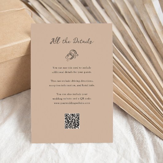Minimalistische Horseshoe Wedding Guest Details QR Begleitkarte