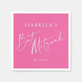 Minimalistische Hot-Pink-Custom-Bat-Mitzwa-Begrüßu Serviette