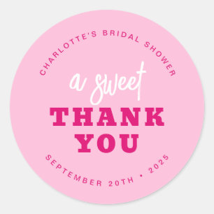 Minimalistische Hot Pink Danke Brautparty Runder Aufkleber