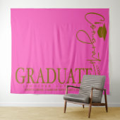 Minimalistische Hot Pink & Gold Glückwunsch Gradua Wandteppich (Beispiel (Horizontal))