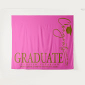 Minimalistische Hot Pink & Gold Glückwunsch Gradua Wandteppich (Vorderseite (Horizontal))
