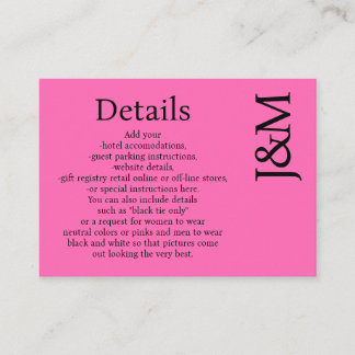 Minimalistische Hot-Pink-Magenta-Beilage-Details-K Begleitkarte
