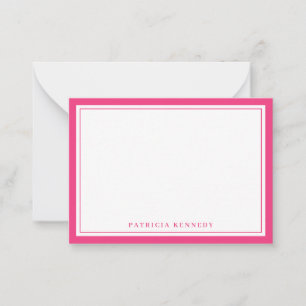 Minimalistische Hot Pink Zwei-Rahmen-Name Personal Mitteilungskarte