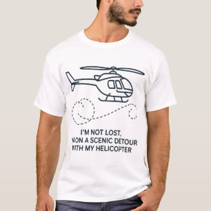 Minimalistische Hubschrauber-Linienkunst T-Shirt