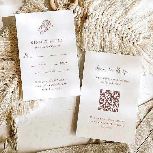 Minimalistische Hufeisenhochzeit | QR-Code für die RSVP Karte