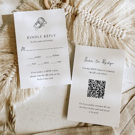 Minimalistische Hufeisenhochzeit | QR-Code für die RSVP Karte