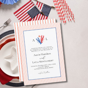 Minimalistische Hummerhochzeit mit einfachen Strei Einladung