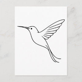 Minimalistische Hummingbird Line Kunst im Flug Postkarte