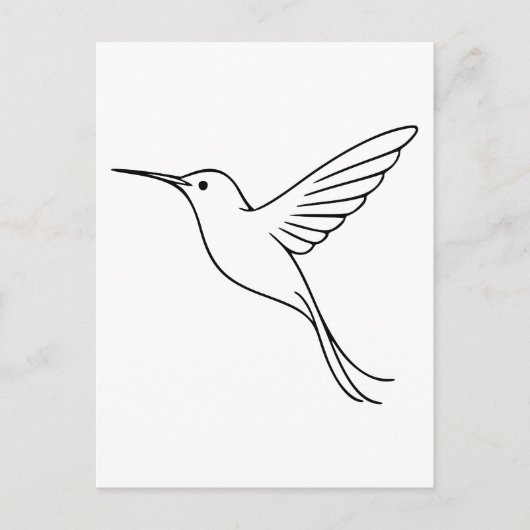 Minimalistische Hummingbird Line Kunst im Flug Postkarte (Vorderseite)
