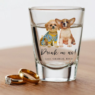 Minimalistische Hund Haustier Foto Hochzeit  Schnapsglas