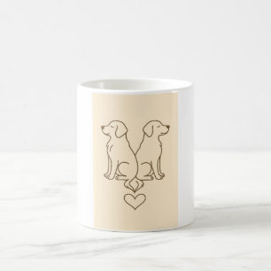 Minimalistische Hund-Linienkunst-Tasse Kaffeetasse
