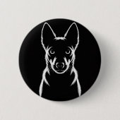 Minimalistische Hunde-Silhouette auf schwarz Button (Vorderseite)