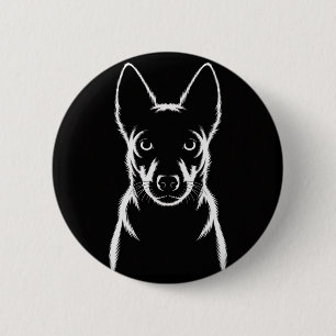 Minimalistische Hunde-Silhouette auf schwarz Button