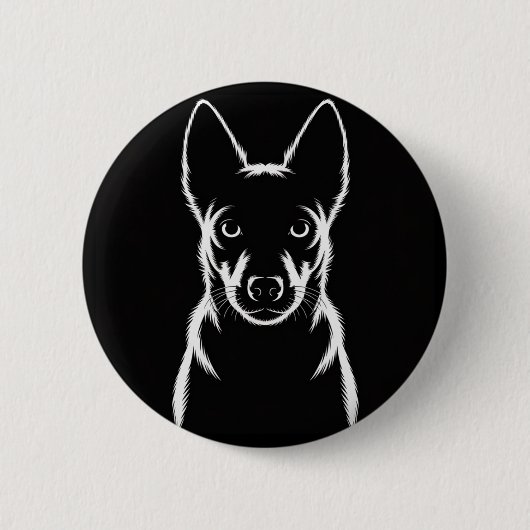 Minimalistische Hunde-Silhouette auf schwarz Button (Vorderseite)