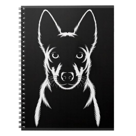 Minimalistische Hunde-Silhouette auf schwarz Notizblock (Vorderseite)