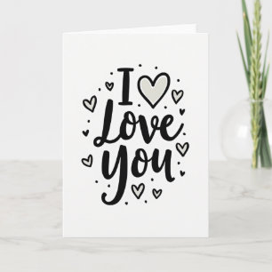 Minimalistische I Love You Graue Herzen Karte