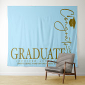 Minimalistische Ice Blue & Gold Glückwunsch Gradua Wandteppich (Beispiel (Horizontal))