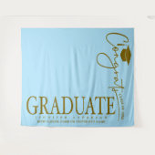 Minimalistische Ice Blue & Gold Glückwunsch Gradua Wandteppich (Vorderseite (Horizontal))