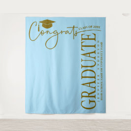 Minimalistische Ice Blue & Gold Glückwunsch Gradua Wandteppich