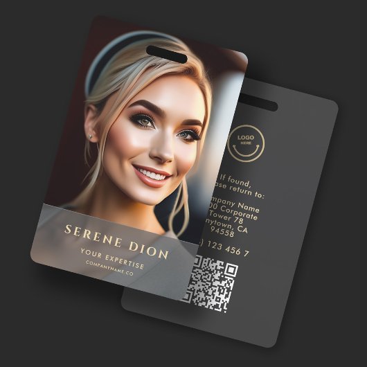 Minimalistische ID-Karte für Mitarbeiter, Foto QR Ausweis