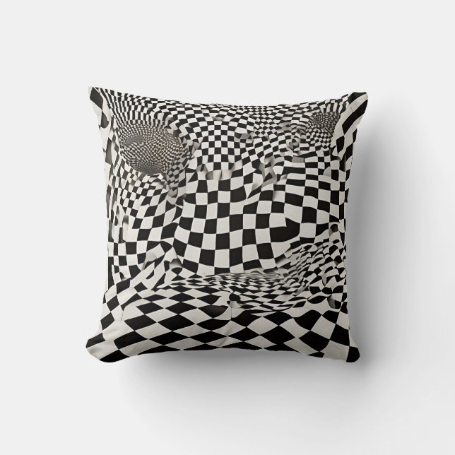 Minimalistische Illusion: Muster des Prüfbretts ve Kissen (Vorderseite)