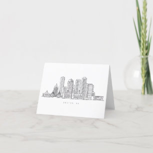 Minimalistische Illustration der Skyline von Bosto Dankeskarte