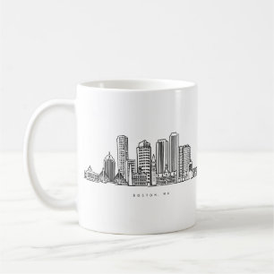 Minimalistische Illustration der Skyline von Bosto Kaffeetasse