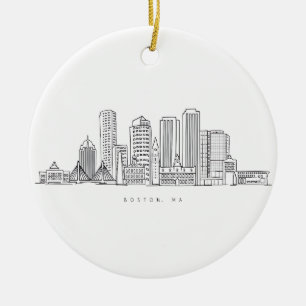 Minimalistische Illustration der Skyline von Bosto Keramik Ornament