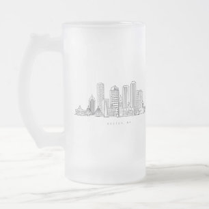 Minimalistische Illustration der Skyline von Bosto Mattglas Bierglas