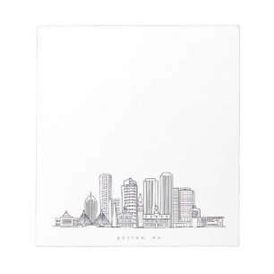 Minimalistische Illustration der Skyline von Bosto Notizblock