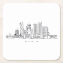 Minimalistische Illustration der Skyline von Bosto