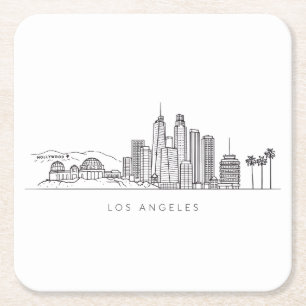 Minimalistische Illustration der Skyline von Los A Rechteckiger Pappuntersetzer
