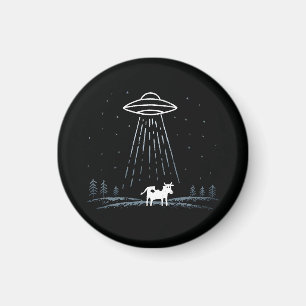 Minimalistische Illustration eines UFOs, das eine Magnet