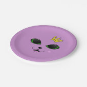 Minimalistische Illustration: Katze mit grünen Aug Pappteller (Schrägansicht)