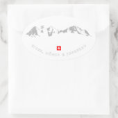 Minimalistische Illustration von Eiger, Mönch und  Ovaler Aufkleber (Tasche)