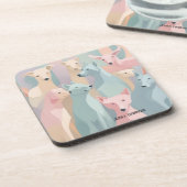 Minimalistische Illustration von Hundemuster Paste Getränkeuntersetzer (Linke Seite)