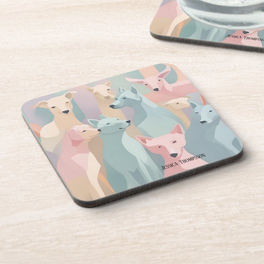 Minimalistische Illustration von Hundemuster Paste Getränkeuntersetzer (Linke Seite)