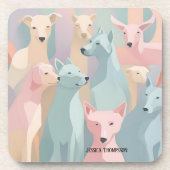 Minimalistische Illustration von Hundemuster Paste Getränkeuntersetzer (Vorderseite)