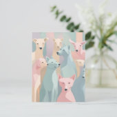 Minimalistische Illustration von Hundemuster Paste Postkarte (Stehend Vorderseite)