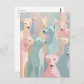 Minimalistische Illustration von Hundemuster Paste Postkarte (Vorne/Hinten)